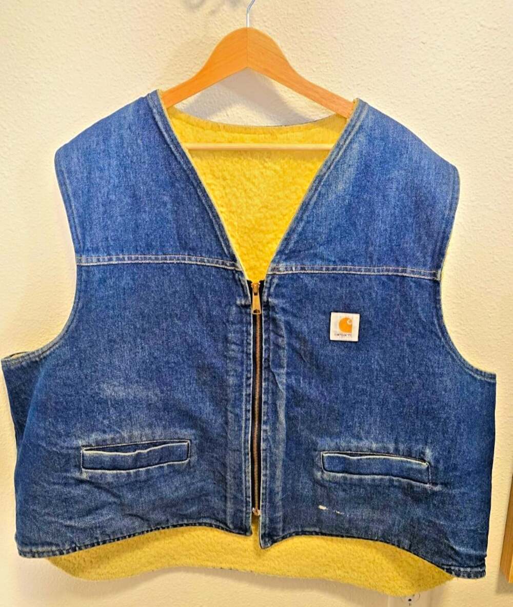 Carhartt Sandstone Sherpa Lined Zip Front Work Vest Men’s L Blue